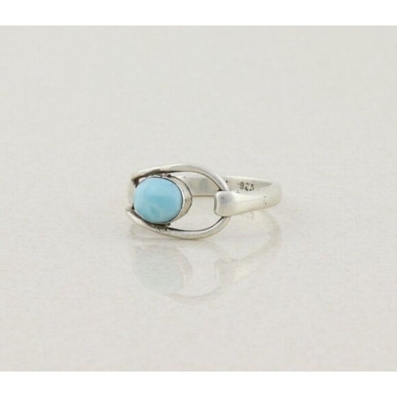 Sterling Silver Vintage Blue Dolphin Stone Larimar Ring Size 10 - Picture 5 of 7